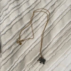 Lucky Gray Elephant Pendant on Gold Chain